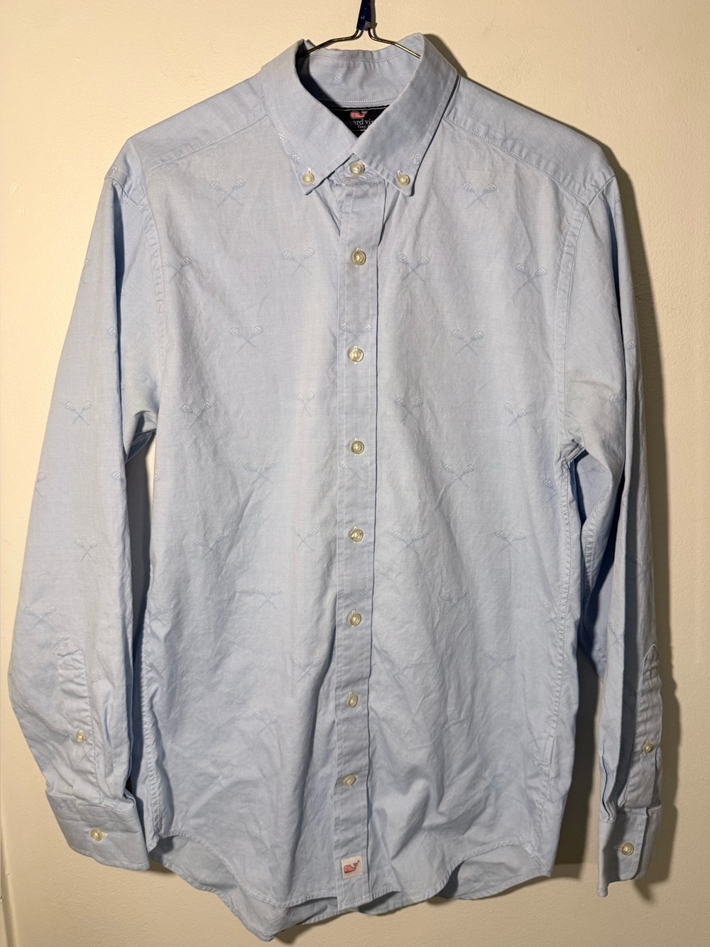 Vineyard Vines Light Blue Button-Down Murray Shirt with Subtle Lacrosse 🥍